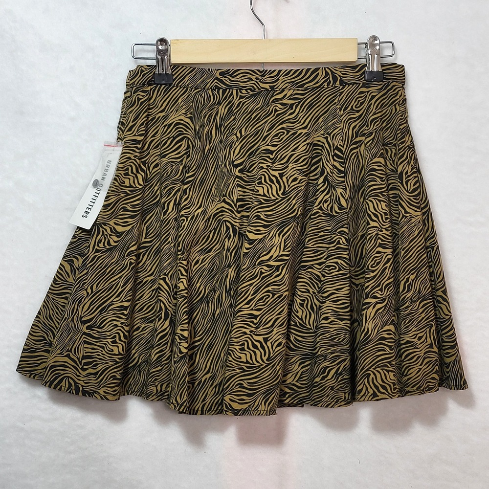 Urban Outfitters Zebra Print Button Front Mini Skirt Brown Black Small NEW - Picture 3 of 9